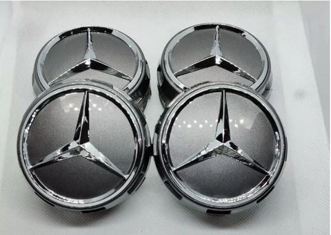 Mercedes Benz Alloy Wheel Centre Caps Black, Red Badges AMG A B C E S Class 75mm