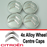 4x Citroen Alloy Wheel Centre Hub Caps in Silver C1 C3 C4 DS3 60mm Most Models